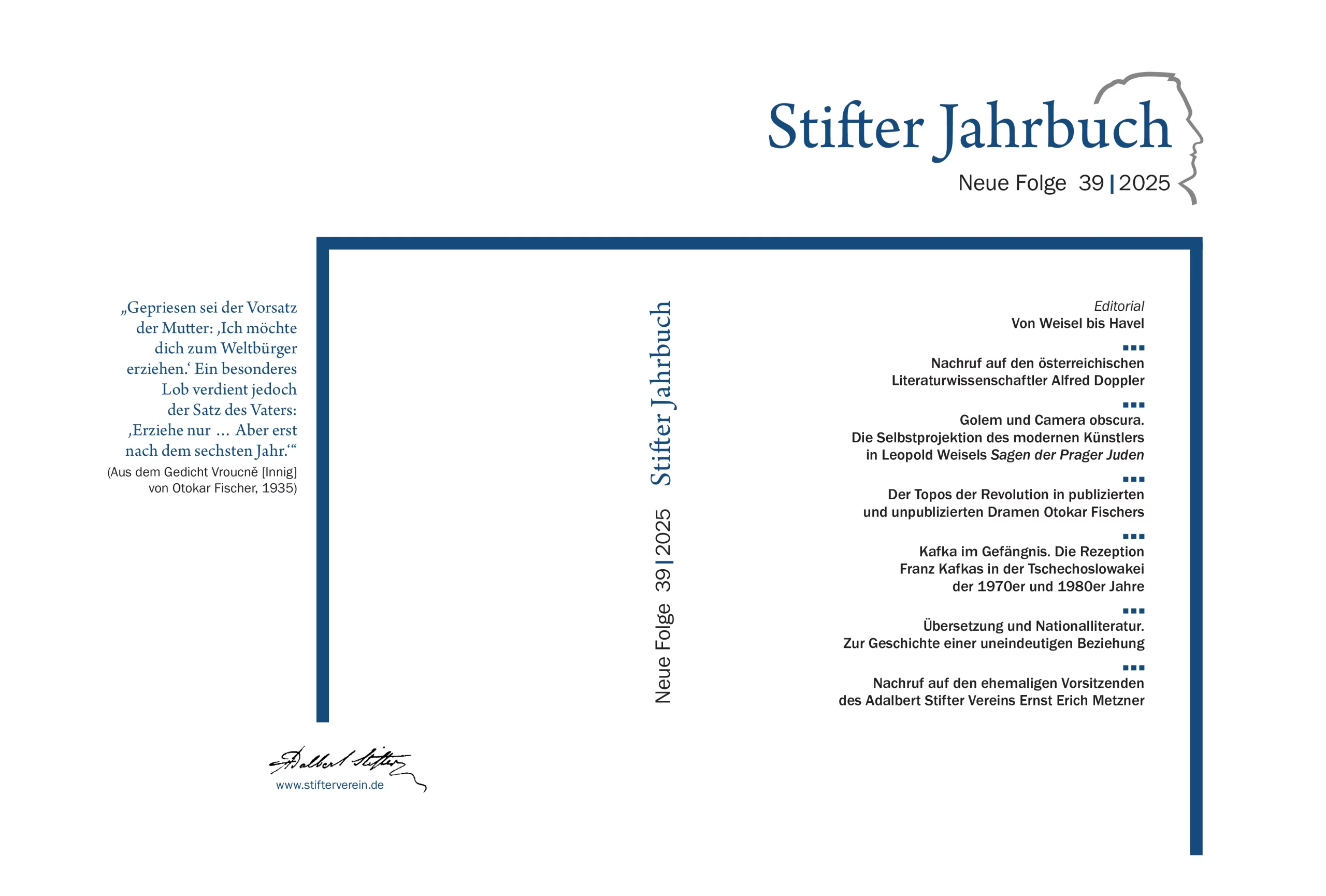 Cover des Buches (Teil) "Stifter Jahrbuch neue Folge 39 | 2025"